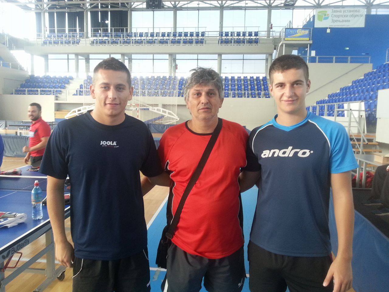 Nikola Strugarević, trener Banata Žarko Zakić i Aleksa Gacev