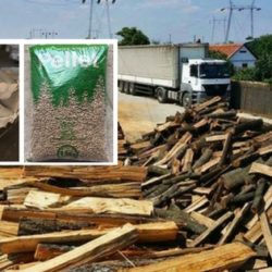 3d građevinska kuća stovarište materijala briket pelet ogrev za zimu