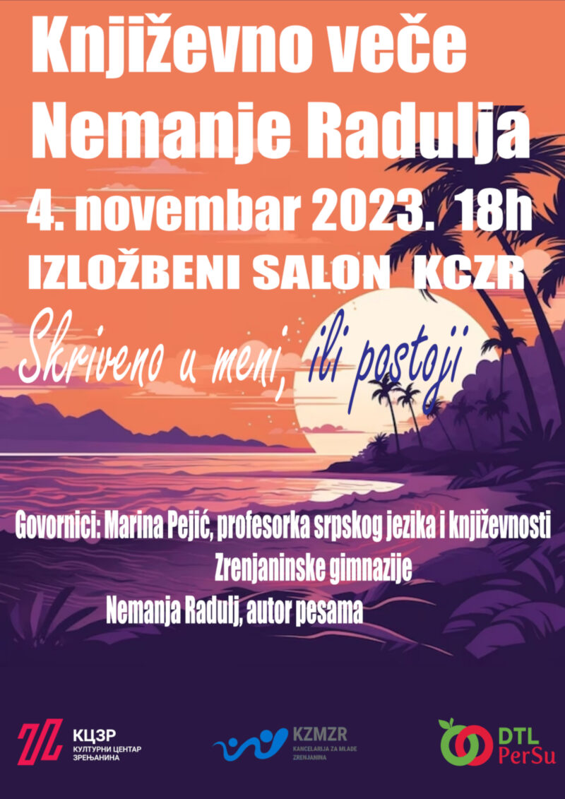 PLAKAT KNJIZEVNO VECE NEMANJE RADULJA 4. NOVEMBAR 2023.GODINE A3 5 KOMADA 1