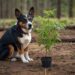 Default A dog sits next to young tree seedlings 0 2